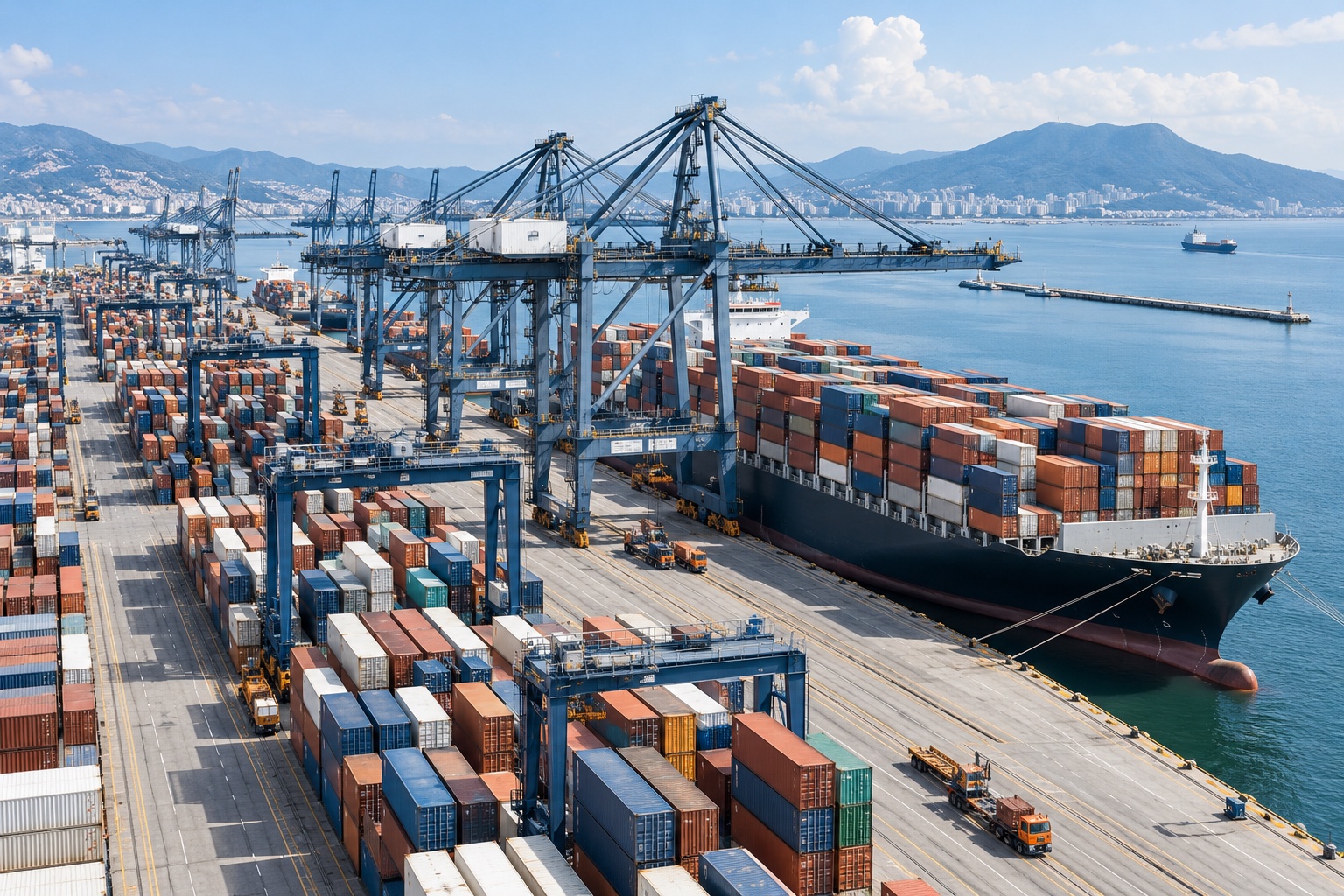 KI-generiertes Symbolbild: internationaler Containerhafen